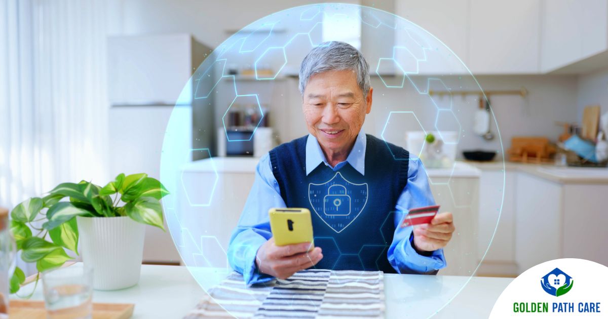 A senior stays safe from scammers